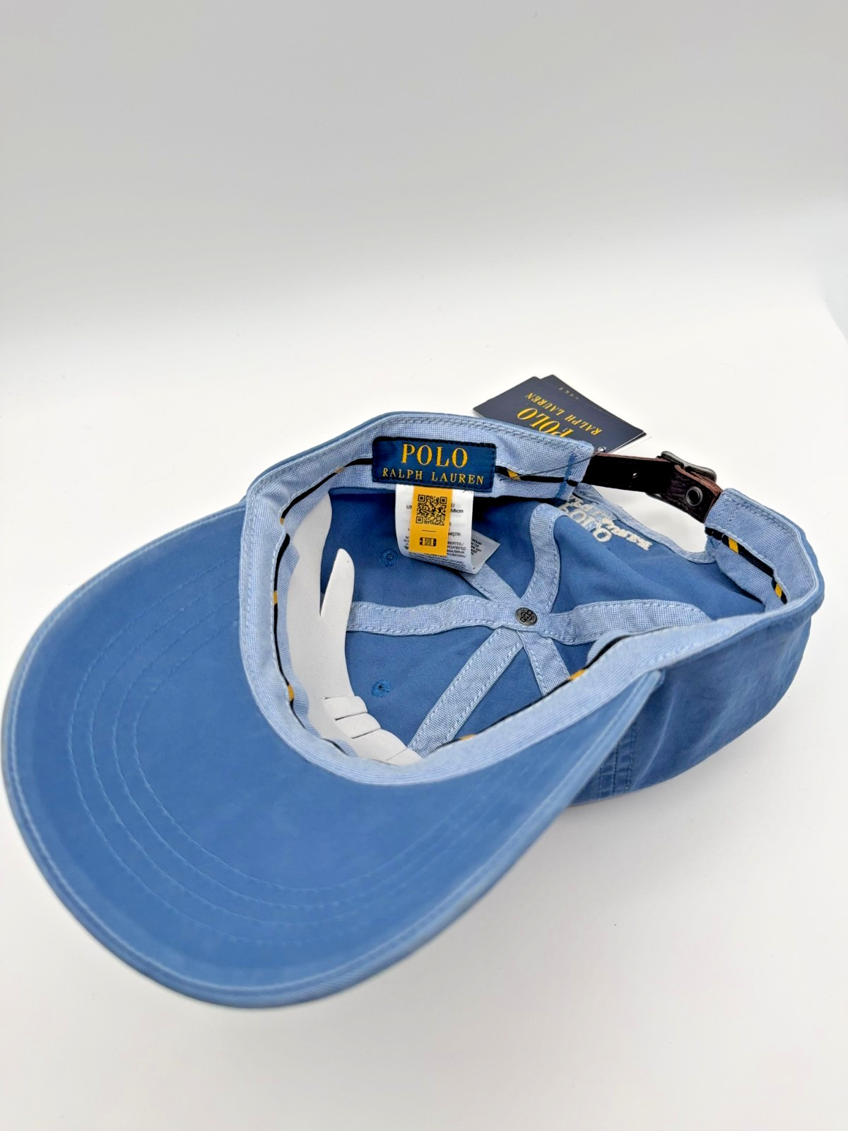 New Polo Ralph Lauren Men’s Blue Polo Player Dad Hat Leather Strapback Cap thumbnail 3