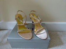 LADIES RAVEL GOLD EVENING SHOES HIGH HEELS SIZE 37 (UK 4)
