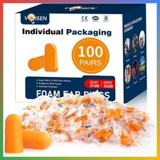Noise Cancelling Ear Plugs 100 Pairs Foam Sleep Work Study Comfort