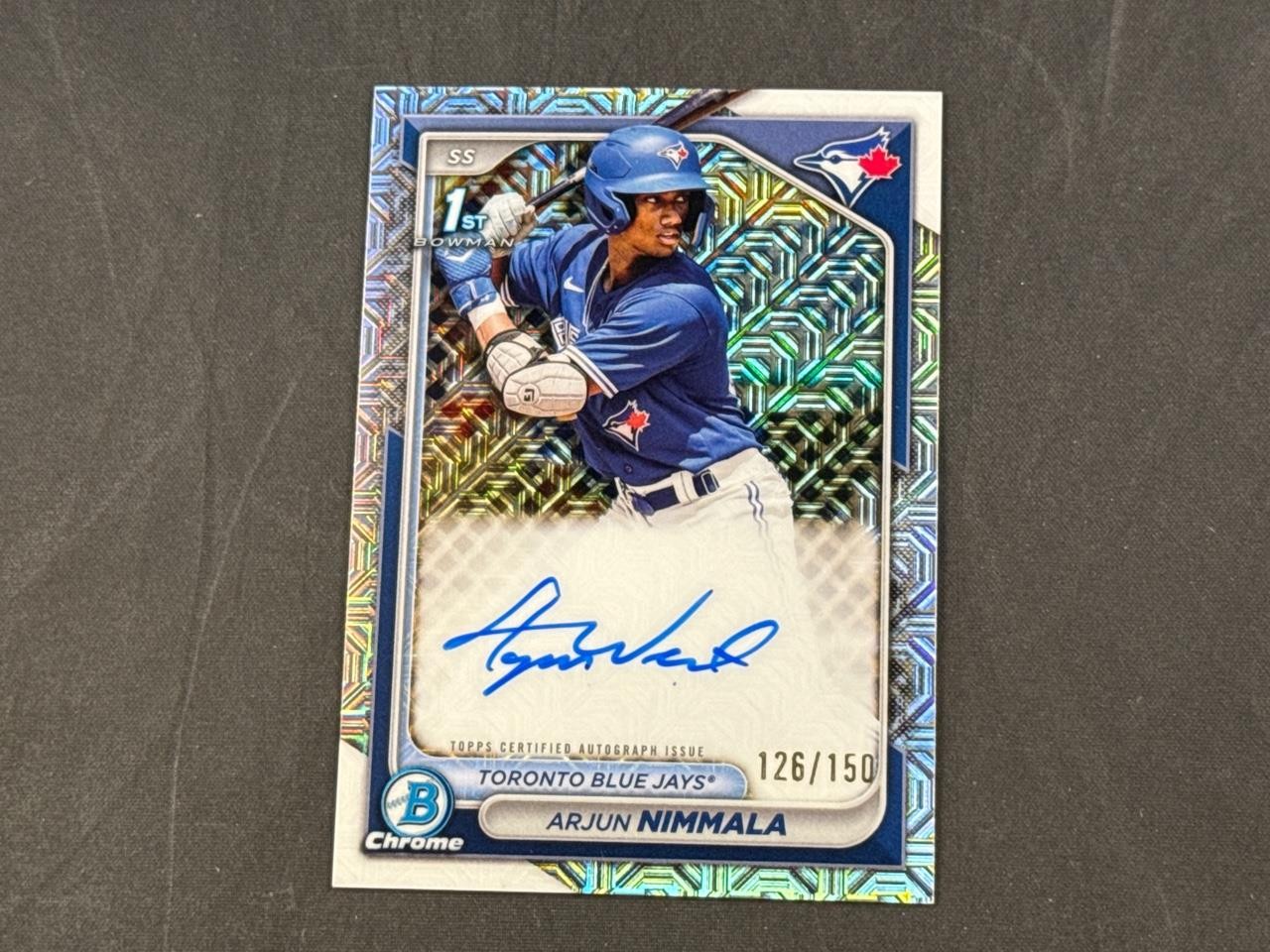 2024 BOWMAN CHROME ARJUN NIMMALA CPA-AN 1ST HTA CHOICE REFRACTOR AUTO 126/150