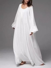Elegant cotton Nightdress   Long Flowing Maxi Gown Women  s Romantic Sleepwear