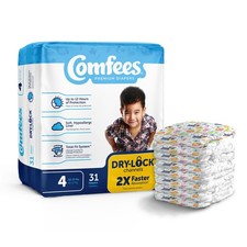 Comfees Premium Diapers, Unisex, Baby, Tab Closure, Size 4 Case of 124 