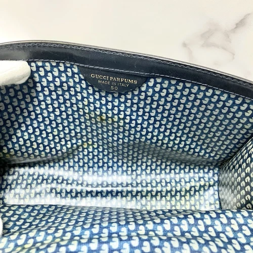 Auténtico bolso clutch GUCCI línea jerez gamuza azul marino - Imagen 16 de 24