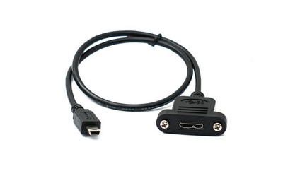 SYSTEM-S USB 3.0 Kabel 50 cm Micro B Buchse zu 2.0 Mini B Stecker Panel Mount