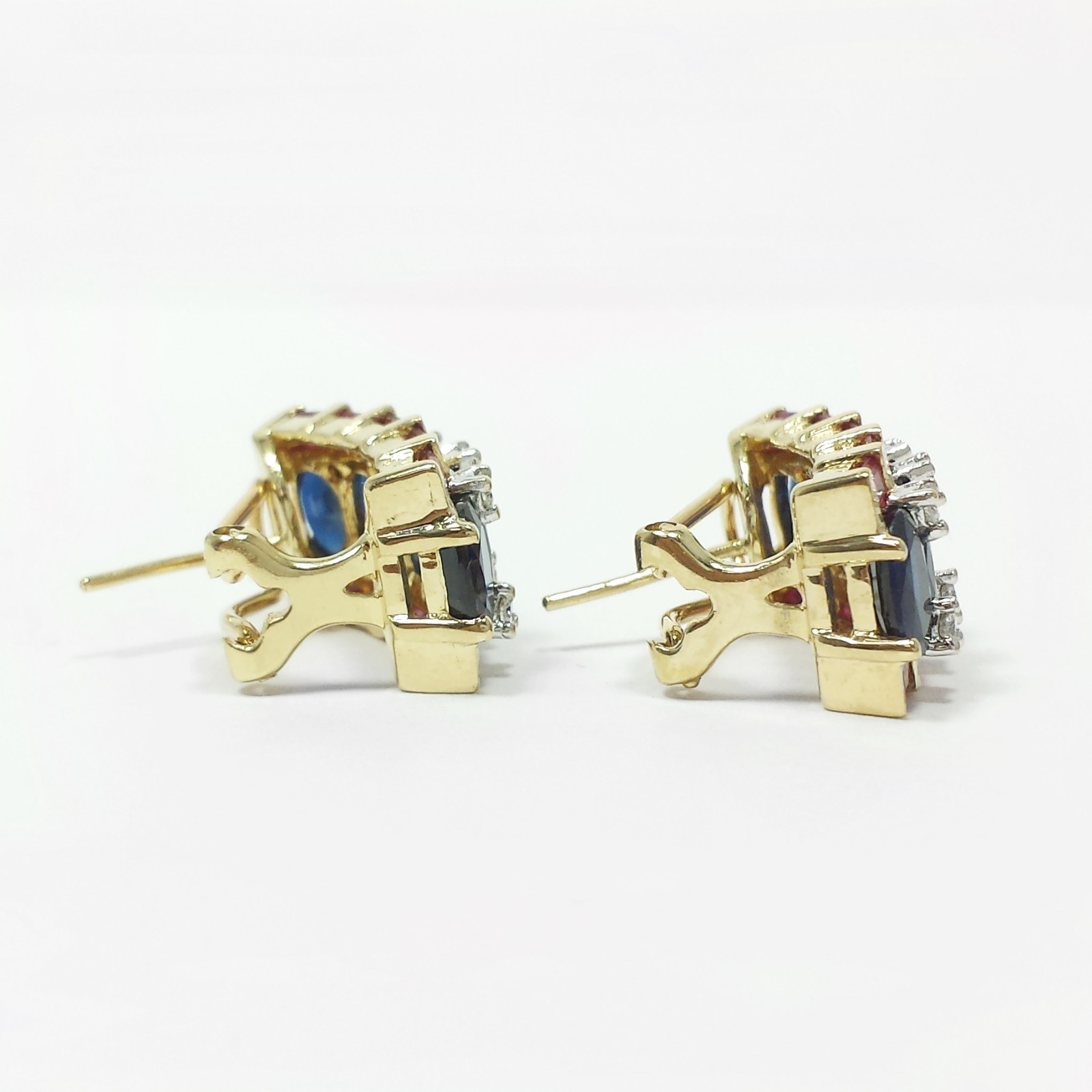 Sapphire Ruby Diamond Stud Earrings Gemstone Omeg… - image 6