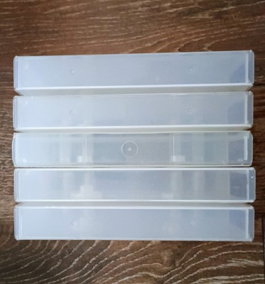 Lot of 5 Vintage Empty VHS Plastic Clamshell Storage Cases