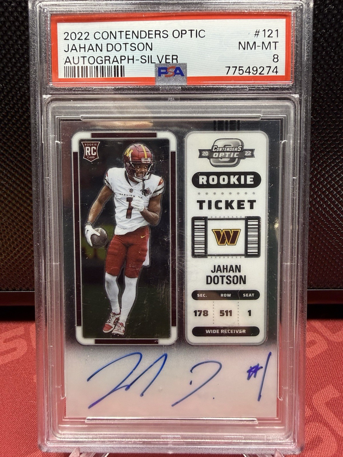 2022 Contenders Optic Jahan Dotson #121 Rookie Auto 🦅SB CHAMP🦅