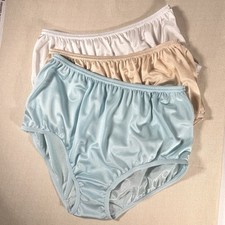 NWOT 3 Pair Blue White and Beige Teri Nylon Panties Size 8