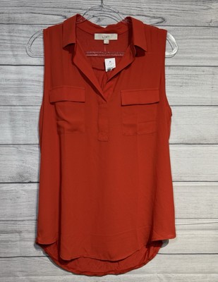 Ann Taylor Loft Women's Sleeveless Blouse Pockets Small