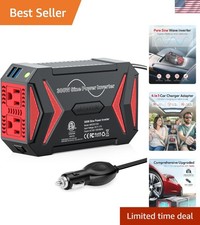 300W Pure Sine Wave Power Inverter - 4 Outputs for Car RV Power Needs