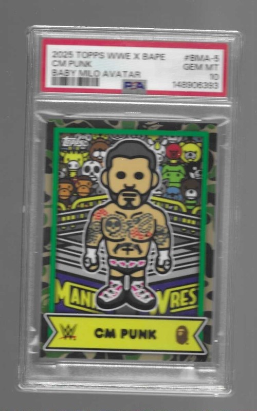 CM PUNK 2025 TOPPS WWE X BAPE BABY MILO AVATAR  CARD #BMA-5  PSA 10
