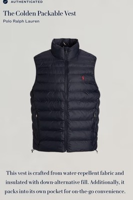 Polo Ralph Lauren Men's Packable Puffer Vest Navy L Water