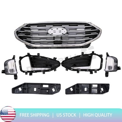 For Edge 2019-2023 Front Bumper Upper Grill/Fog Light Kit/Bumper Bracket 7Pcs