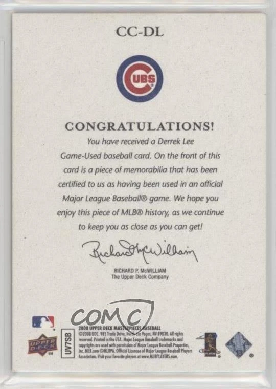 2008 Upper Deck Masterpieces Captured on Canvas Derrek Lee #CC-DL - Image 2 of 2