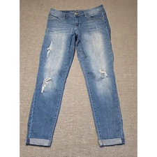 YMI WannaBettaBut Jeans Womens Size 9 Distressed Cuffed Straight Leg Denim