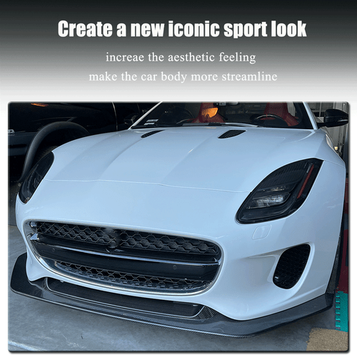 For Jaguar F-Type Base 2-Door 2017-20 REAL CARBON Front Bumper Lip Spoiler Chin - Picture 2 of 10