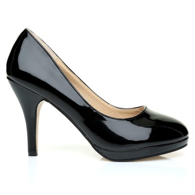 black patent court high heels