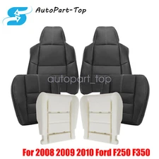 For 2008-2010 Ford F250 F350 Lariat Front LEATHER Seat Cover Black / Cushion Pad