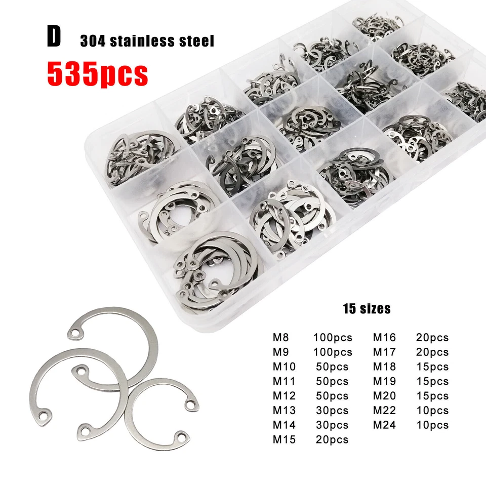 250/1000x M8-M24 Eje Clip de Retención Anillo a Presión Tipo C Agujero Circlip Interno Foto 2 de 4