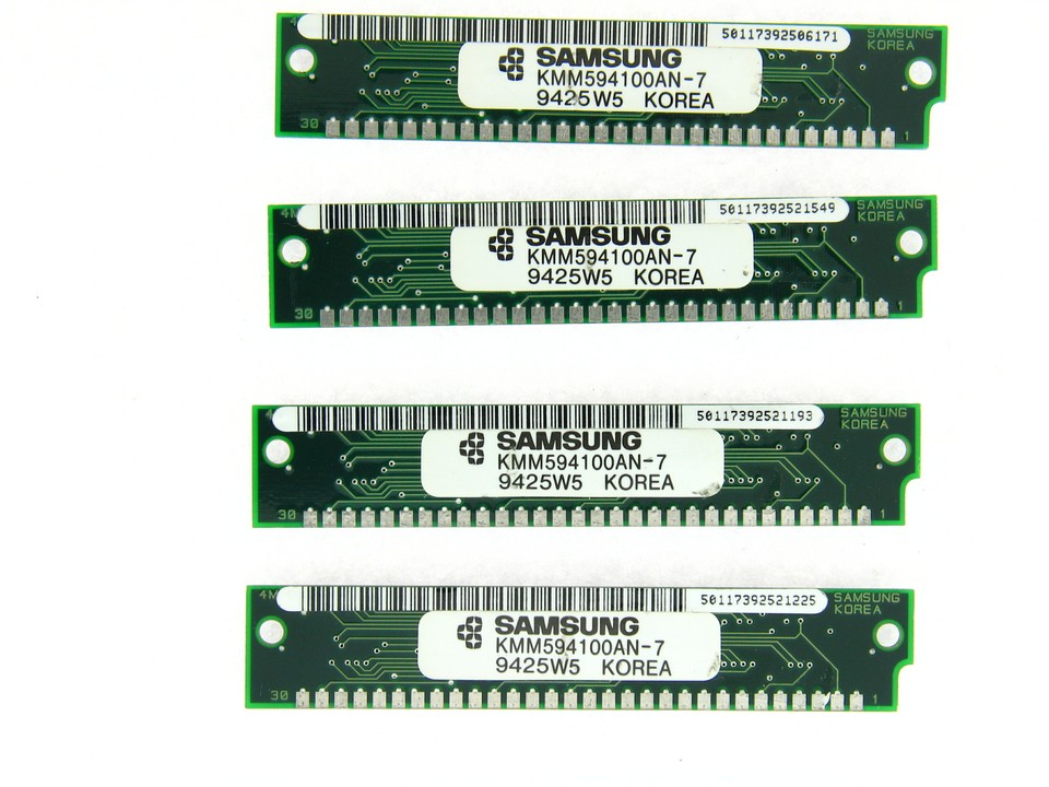 4x4MB 30-Pin SIMM 60ns FPM RAM &ndash; Memoria Per PC 286/386 &ndash; Testata