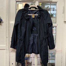 Veronika Maine Womens Jacket Size 10 Navy Blue Polyester 3/4 Sleeve Zip