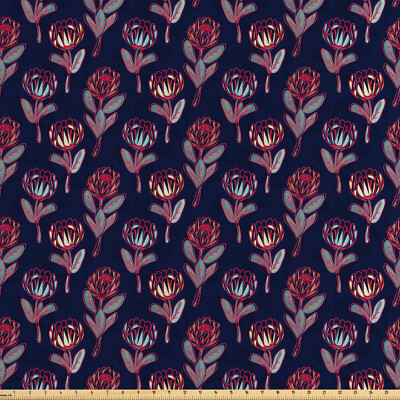 Blumen Satin Stoff als Meterware Doodle Stil Prote Blumen