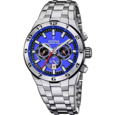 Festina Chrono Bike F206703 Mens Stainless Steel Blue Analog Dial Wristwatch
