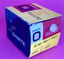 OHMITE 5000 Ohm 100 Watt RHEOSTAT  Model K  Series A  No. 0461  NOS