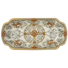 Lefard Monogram Glass Serving Dish 7.5" x 3.5" Small Rectangle Trinket Plate