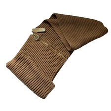 Michael Kors Shaker Infinity Scarf Camel Logo Zipper Quiet Luxury Classic NWT