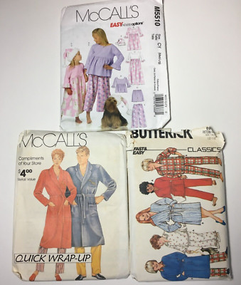 Sewing Patterns Mixed 3 Lot Adult and Children Sleepwear & Robes New Uncut  C4