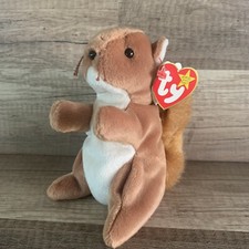 NEW RETIRED ORIGINAL Ty Beanie Baby NUTS the Squirrel With TAG ERRORS - RARE