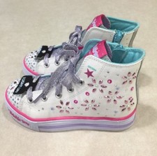 SKECHERS Shuffles "Petal Pop" Youth Girl's Hi-Top White/Multi Sneakers Size 12