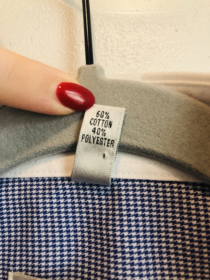 Camisa de vestir Geoffrey Beene para hombre 16,5 azul pata de gallo manga larga abotonada Foto 4 de 4