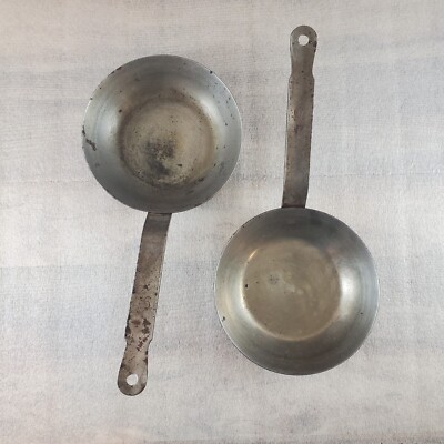 (2) Vtg #16 Cowboy Skillet Steel Rustic 6.5'' Fry Pan Cowboy Campfire Camping