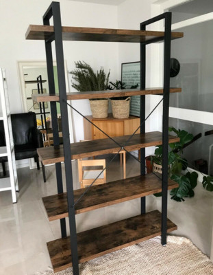 Large Industrial Bookcase Vintage Storage Unit Rustic Metal Tall ...