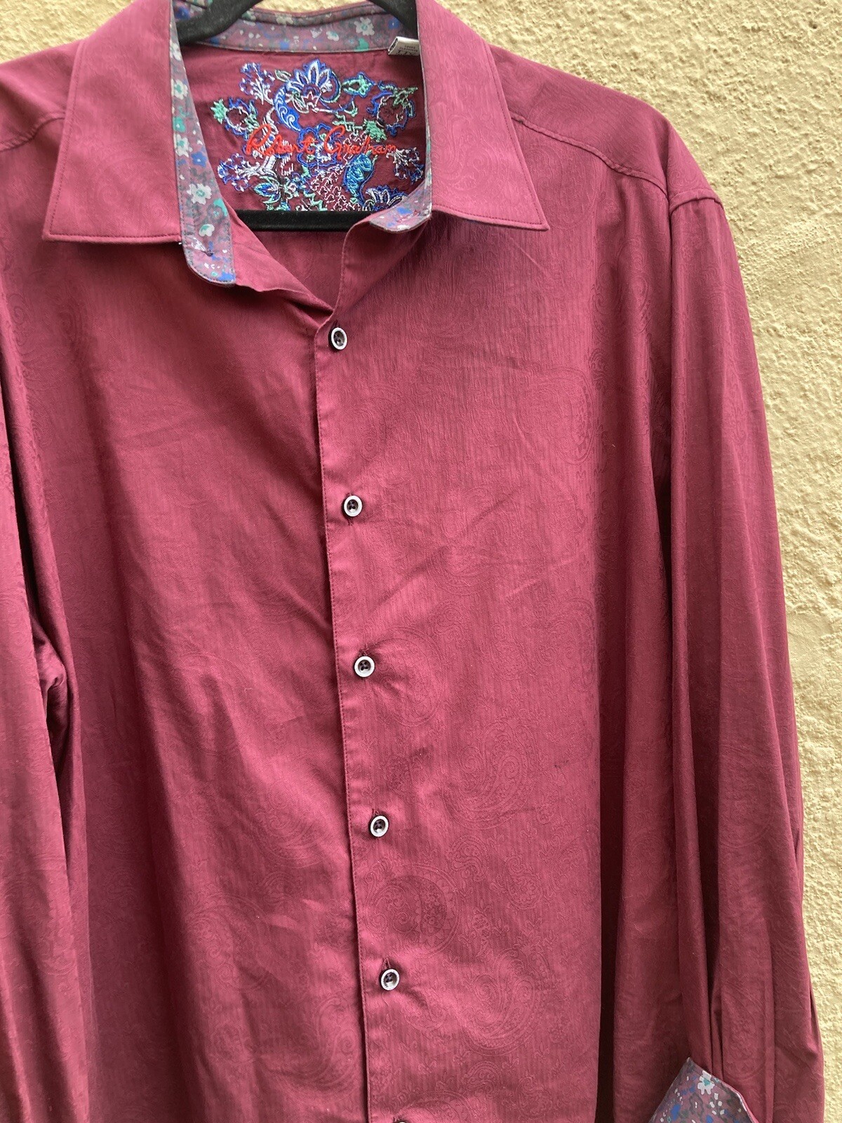 Men's Robert Graham Maroon Solid Button-Down Shir… - image 17