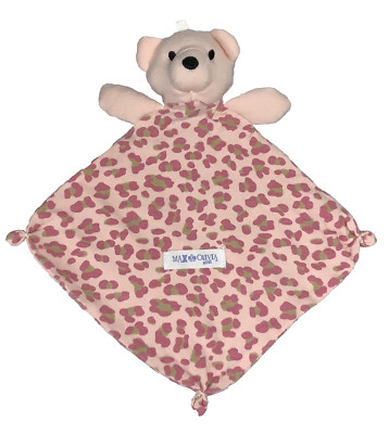 Max & Olivia Mini Pink Bear Security Blanket Animal Print Lovey 12 x 10 inches