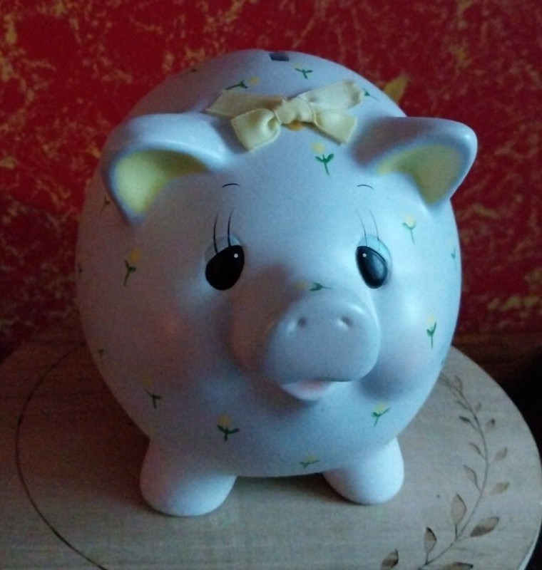 Vintage ENESCO 1985 Yellow Flower Retro Kitschy Style Piggy Bank Sri Lanka