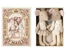 Maileg Royal twin mice, Little sister and brother in matchbox