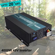 Pure Sine Wave 4000W Inverter 48VDC to 120VAC RV/Truck/ Car/Home Solar Power