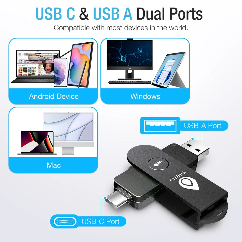 Thetis Pro FIDO2 Security Key Passkey via Connect USB-A / USB-C NFC, TOTP /HOTP - Image 2 of 4