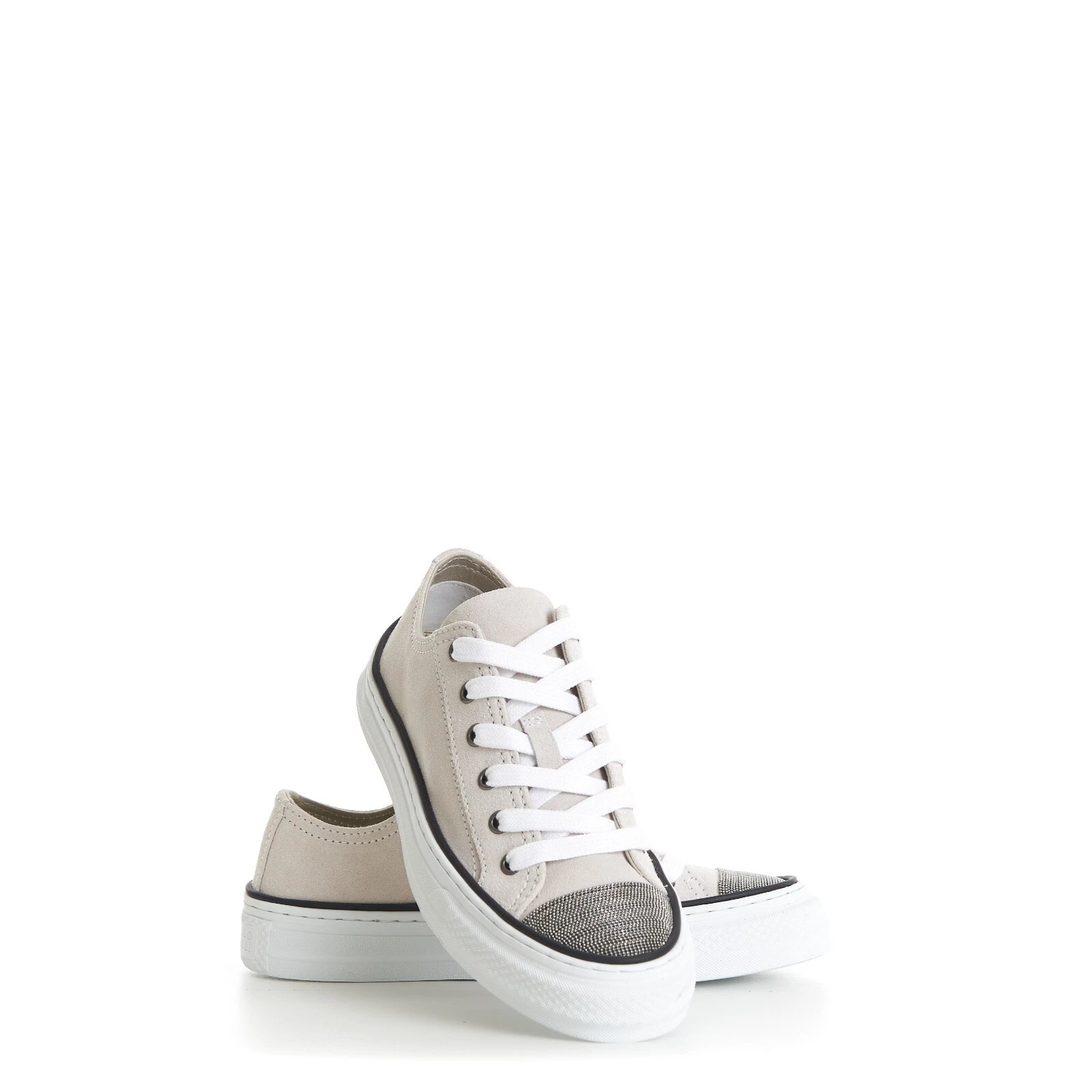 Brunello Cucinelli — BRUNELLO CUCINELLI 1300$ Low Top Sneaker - Shiny Monili Embellished Suede Shoes