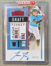 2020 Panini Contenders Baseball #123 Isan Diaz /75 Red Draft Ticket Rookie Auto