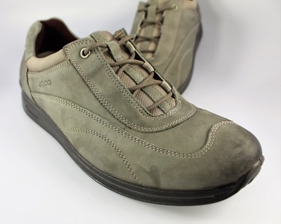 ECCO Walking-Fitness Shoe Womens Size 8-8.5M (EU 39) Gray Nubuck Lace-Up Sneaker