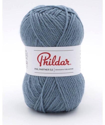 Lot De 10 Pelotes De Laine Phildar Partner 3.5 Denim - Acrylique, Neuves, Couleur Bleu