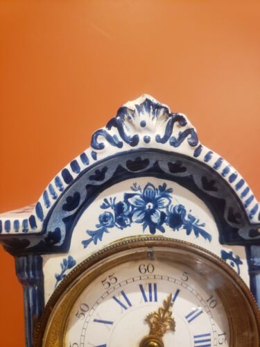 Blue White Delft Miniature Tall Case Clock 19th Century-Vincinti&Cie French Mvmt - Picture 8 of 11