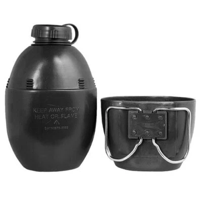 British Military Style WATER BOTTLE & MUG SET Standard 58 Pattern BLACK