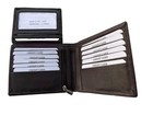 MEN'S GENUINE LEATHER WALLET WITH COIN ZIP POCKET BROWN ( MODEL  AVG 17 )