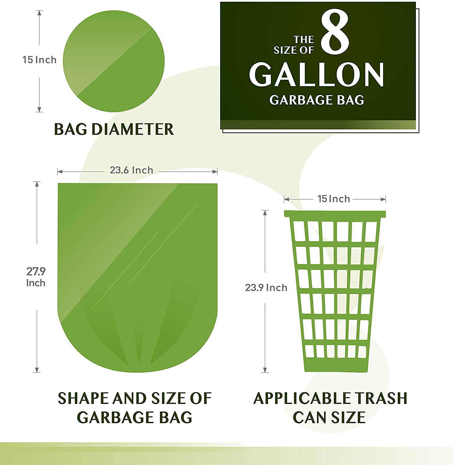 Compostable Trash Bags - FORID 8 Gallon Garbage Bags 150 Count Trash Can  Liners